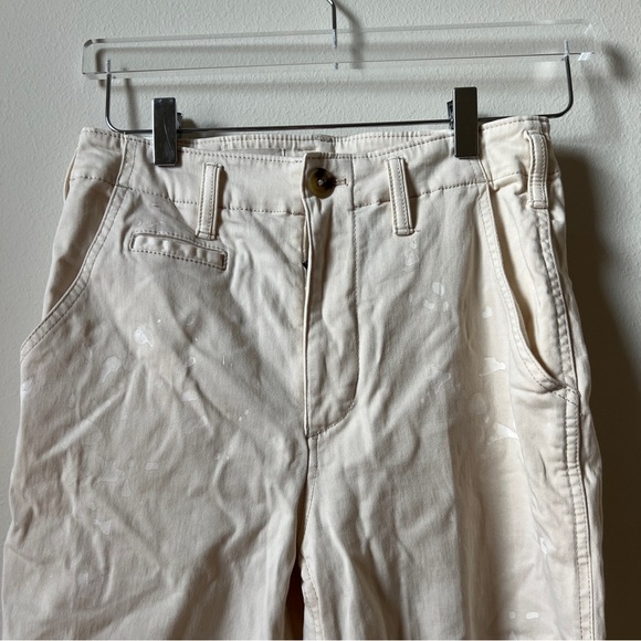 Anthropologie Pilcro 26 Slouchy Full-Length Paint Splatter Chino Pants Creme - Picture 6 of 10